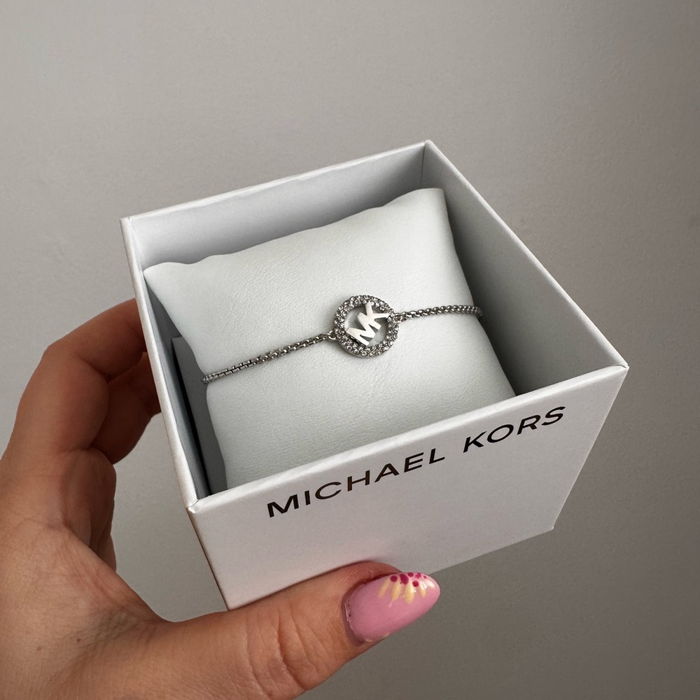 Michael Kors Pave Silver Slider Adjustable Bracelet * BNWT - Picture 2 of 6